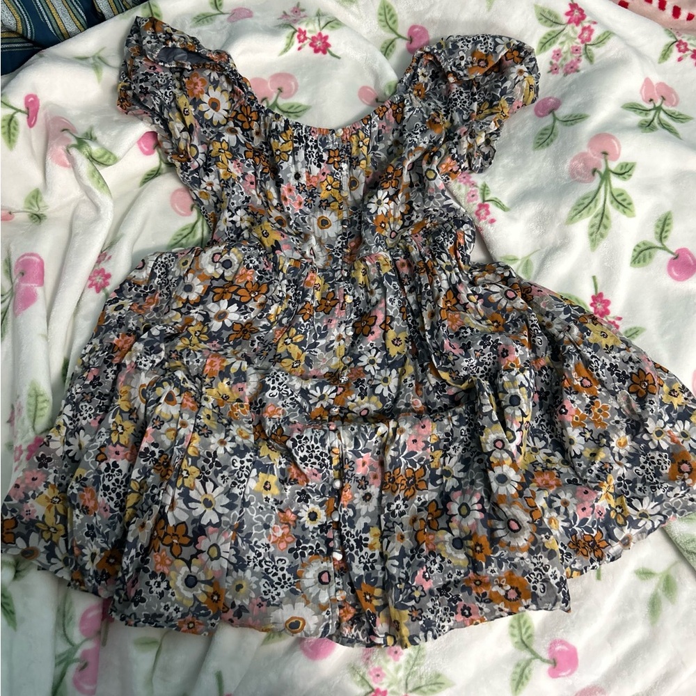 American Eagle Outfitters Blue and Orange Floral Dress